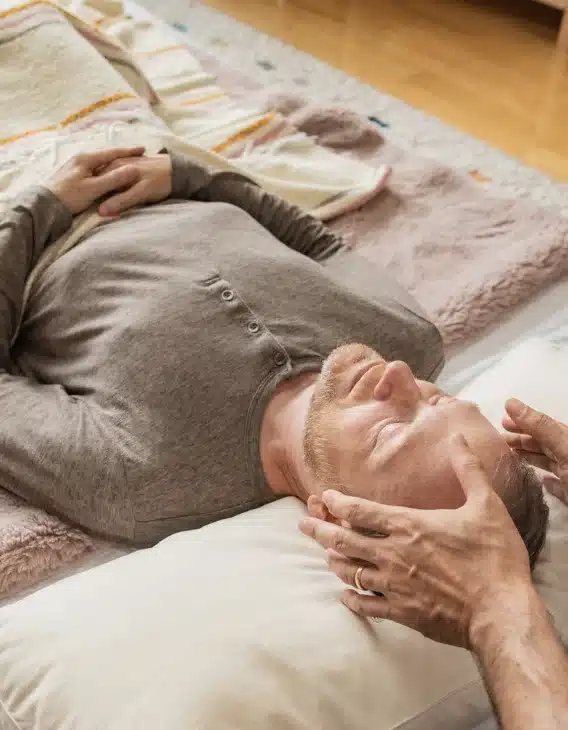 Hands-on reiki energy healing session at Word of Mouth in Los Angeles